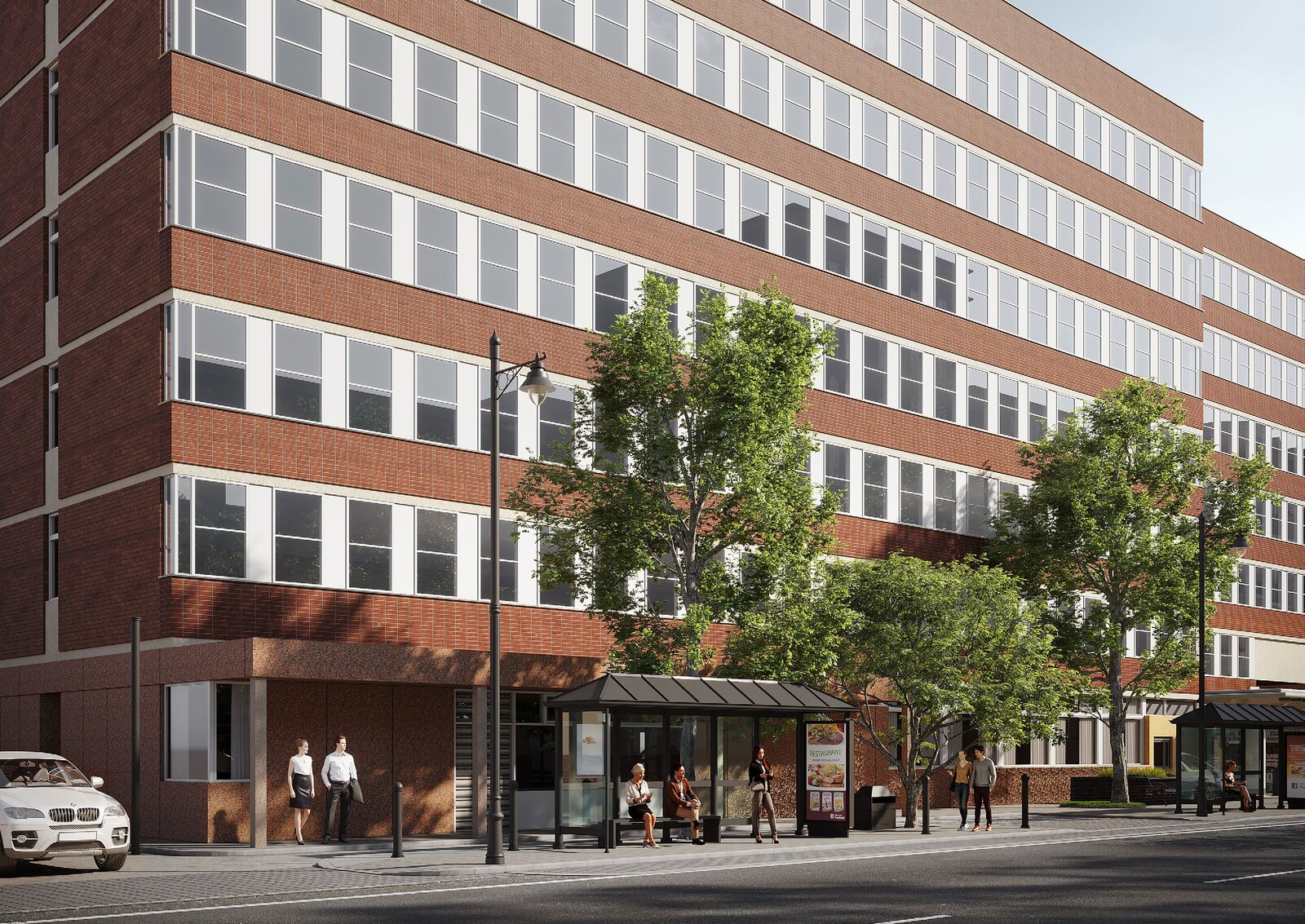 Office-to-residential apartment conversion exterior, Burton upon Trent town centre