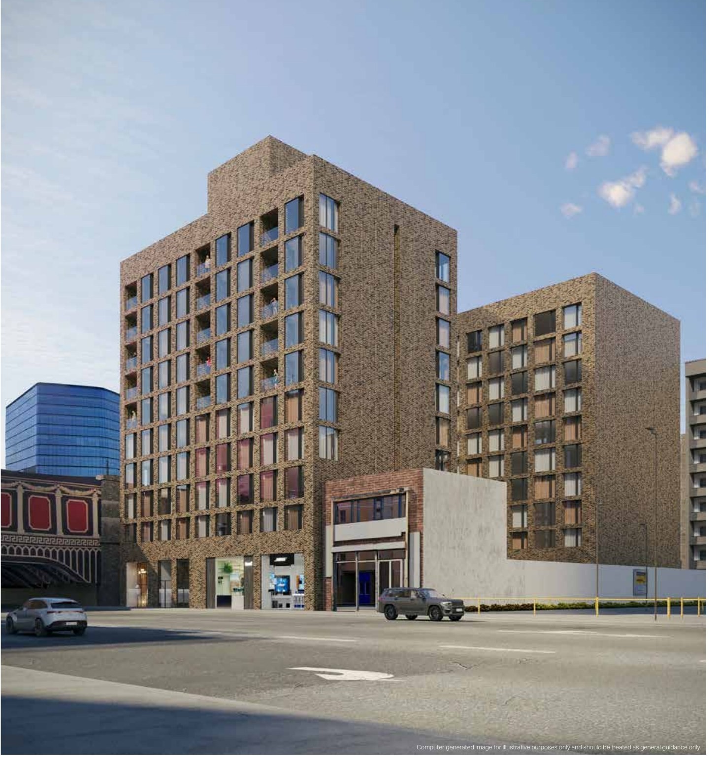 Manchester city centre build-to-rent residential development exterior, Victoria area