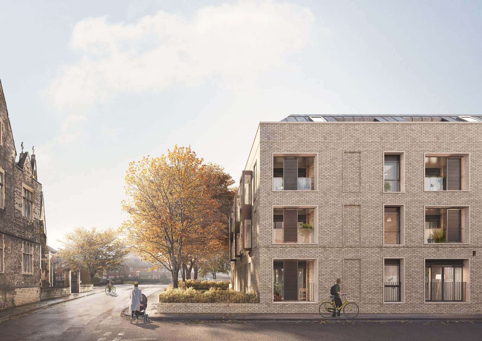 York city centre boutique new build apartment exterior within the historic city walls